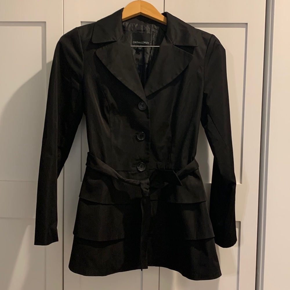 Cynthia Rowley Black Ruffle Trench Coat
